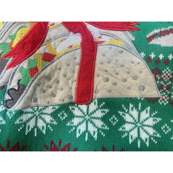 33 Degrees Mens Christmas Mexican Tacos Long Sleeves Ugly Sweater Grandpacore S - Picture 3 of 6